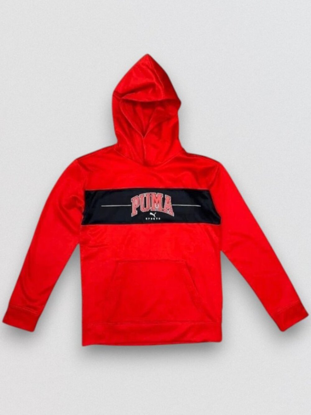 Red Black Pullover Hoodie Youth Large 14 16 Athletic Kangaroo Pocket